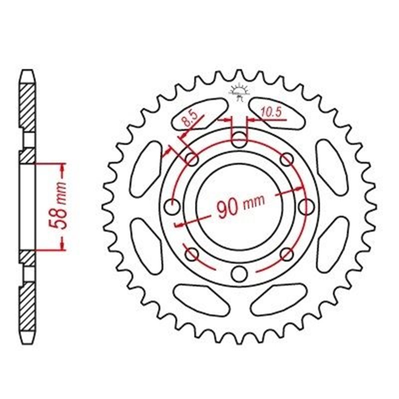 Couronne Acier TT Honda - 428 - 42 Dents - Similaire JTR269 - Made in Germany