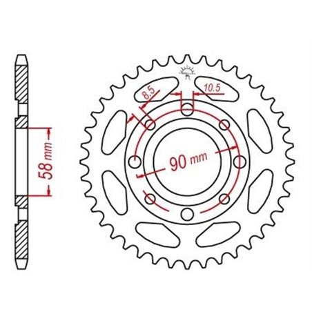 Couronne Acier TT Honda - 428 - 45 Dents - Similaire JTR269 - Made in Germany