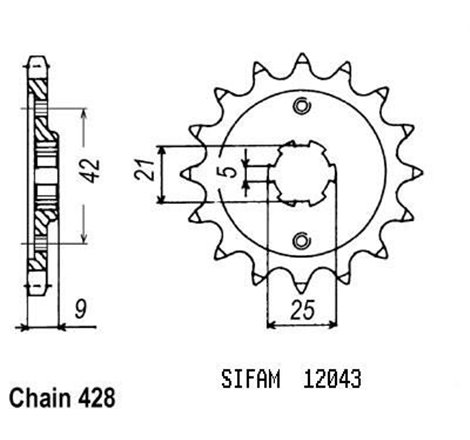 Pignon TT Yamaha - 428 - 19 Dents - Similaire JTF576 - Made in Germany