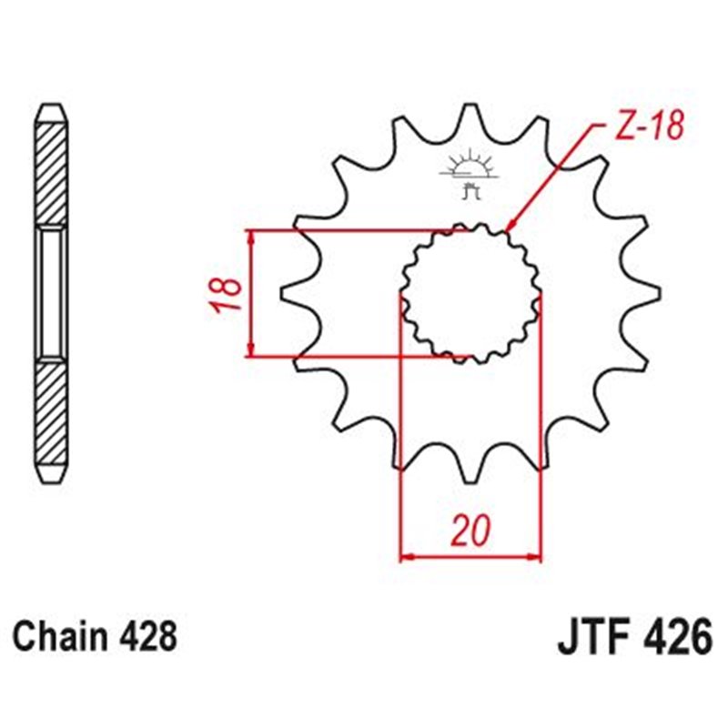 Pignon TT Suzuki - 428 - 14 Dents - Similaire JTF426 - Made in Germany