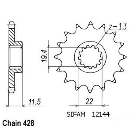 Pignon TT Suzuki - 428 - 14 Dents - Similaire JTF409 - Made in Germany