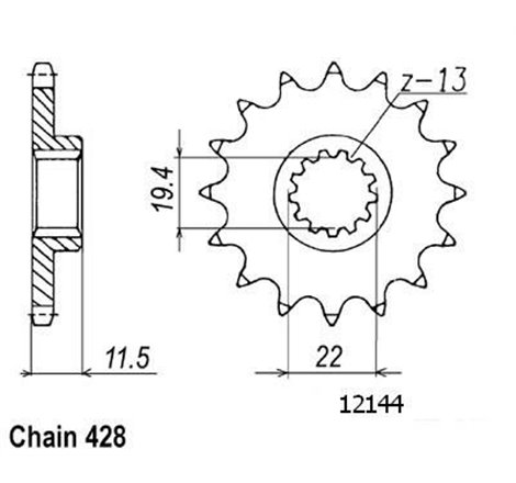 Pignon TT Suzuki - 428 - 16 Dents - Similaire JTF409 - Made in Germany