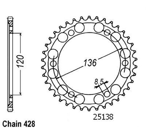 Couronne Acier TT - 428 - 57 Dents - Made in Germany