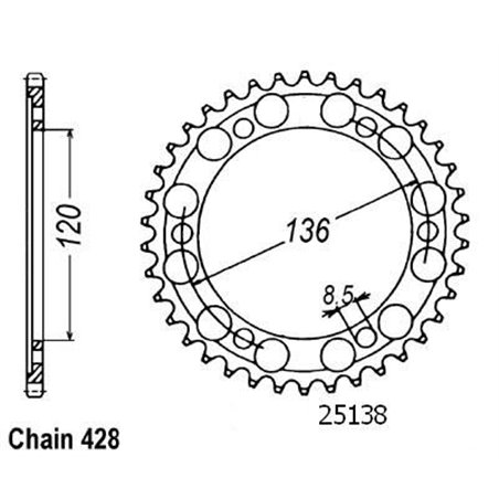 Couronne Acier TT - 428 - 57 Dents - Made in Germany