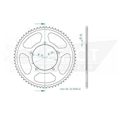 Couronne Acier Sachs - 428 - 62 Dents - Similaire JTR5213 - Made in Germany