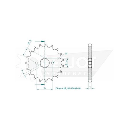 Pignon - 428 - 19 Dents - Similaire JTF2442 - Made in Germany