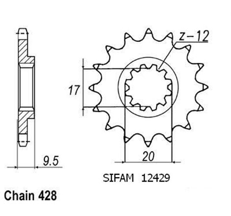 Pignon TT KTM - 428 - 13 Dents - Made in Germany