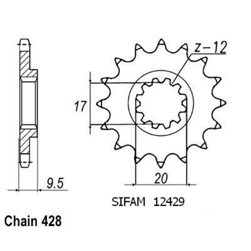 Pignon TT KTM - 428 - 13 Dents - Made in Germany