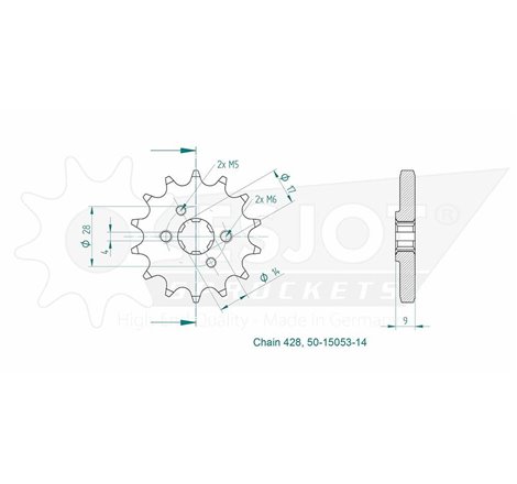 Pignon - 428 - 14 Dents - Made in Germany