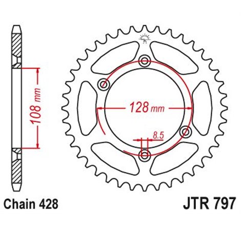 Couronne Acier TT Suzuki - 428 - 51 Dents - Similaire JTR797 - Made in Germany