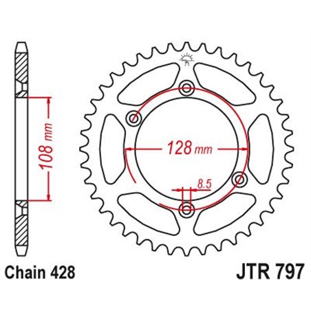 Couronne Acier TT Suzuki - 428 - 51 Dents - Similaire JTR797 - Made in Germany