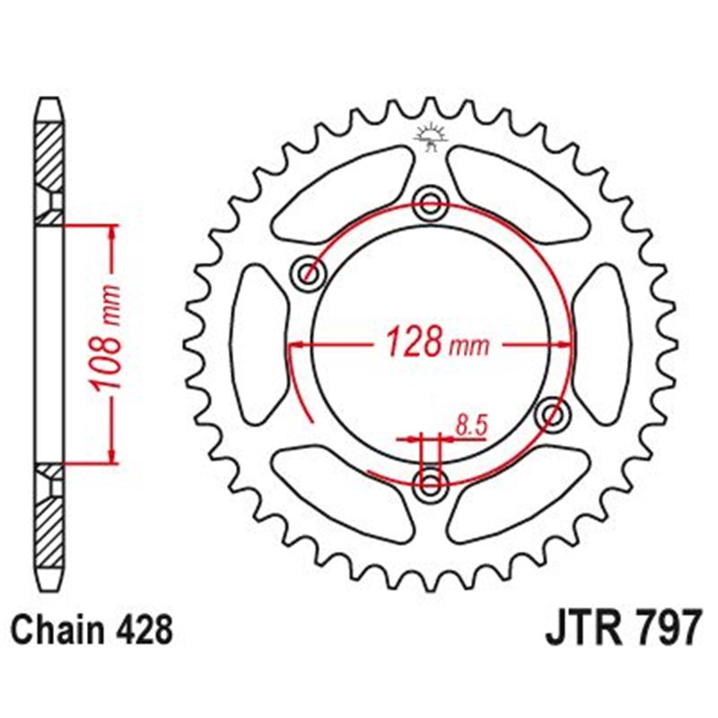 Couronne Acier TT Suzuki - 428 - 57 Dents - Similaire JTR797 - Made in Germany