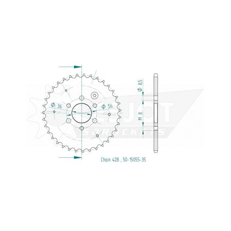 Couronne Acier Polaris - 428 - 35 Dents - Made in Germany