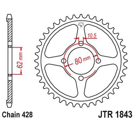 Couronne Acier TT Yamaha - 428 - 54 Dents - Similaire JTR1843 - Made in Germany