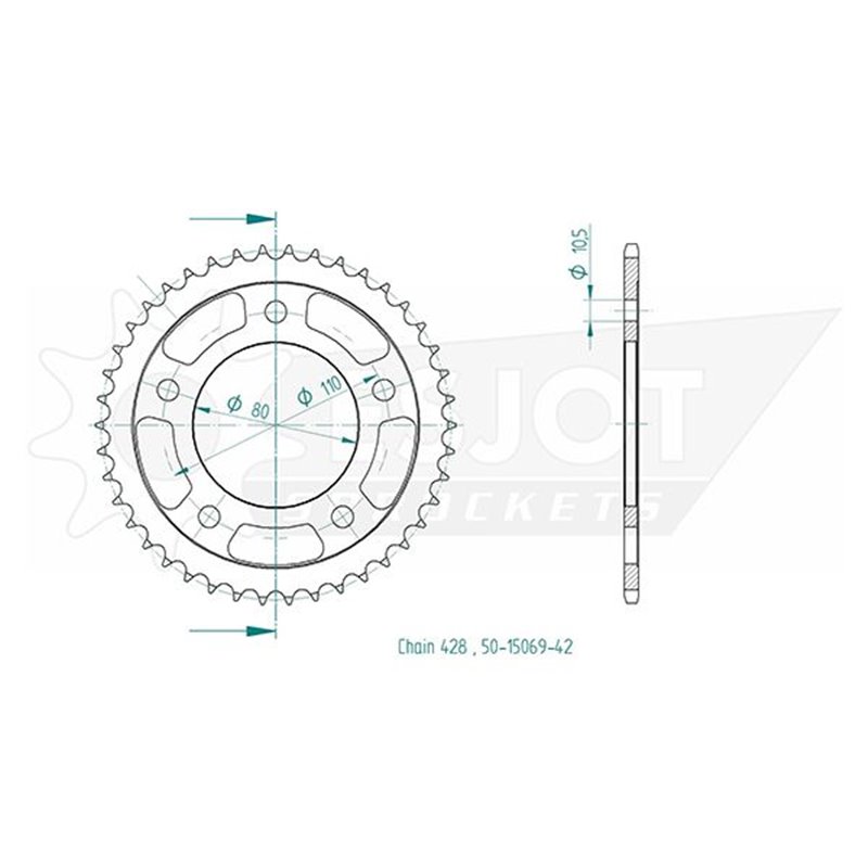 Couronne Acier Kymco - 428 - 42 Dents - Made in Germany