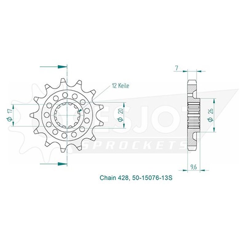 Pignon TT Lightweight SX 85 2018 - 428 - 13 Dents - Similaire JTF1905 Made in Germany