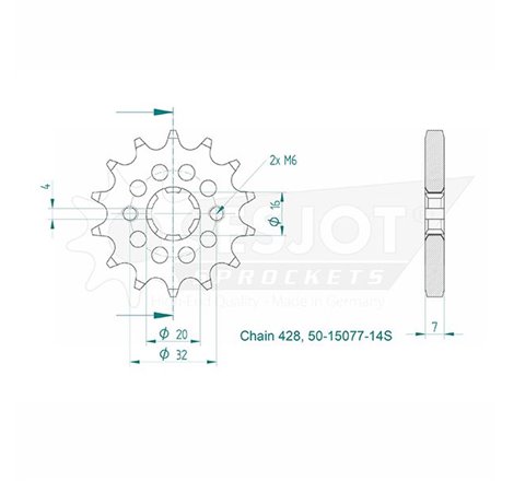 Esjot - Pignon - 428 - 14 dents
Made in Germany