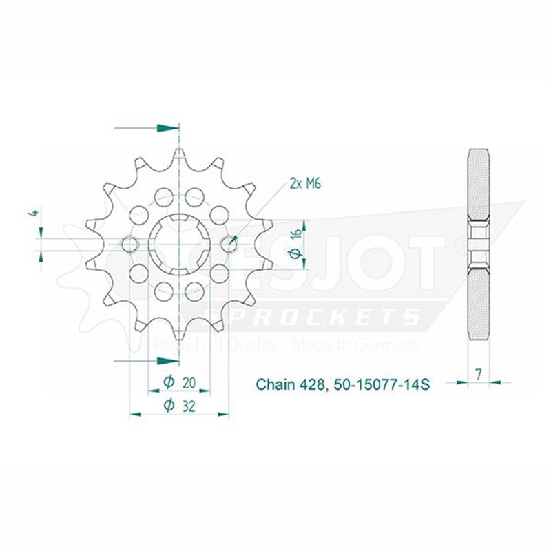 Esjot - Pignon - 428 - 14 dents
Made in Germany