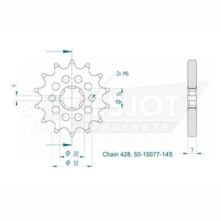 Esjot - Pignon - 428 - 14 dents
Made in Germany