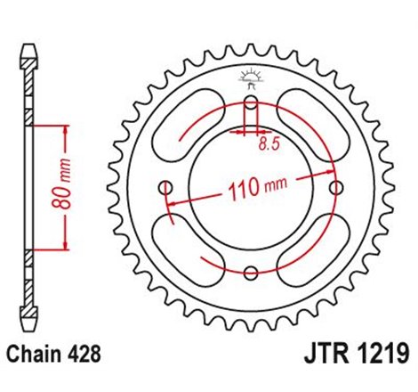 Couronne Acier Honda - 428 - 42 Dents - Similaire JTR1219 - Made in Germany