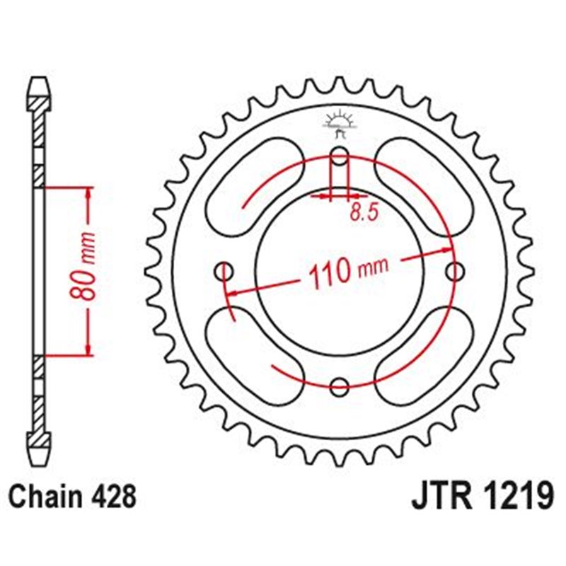 Couronne Acier Honda - 428 - 42 Dents - Similaire JTR1219 - Made in Germany