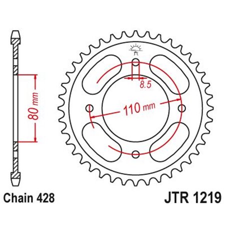 Couronne Acier Honda - 428 - 42 Dents - Similaire JTR1219 - Made in Germany