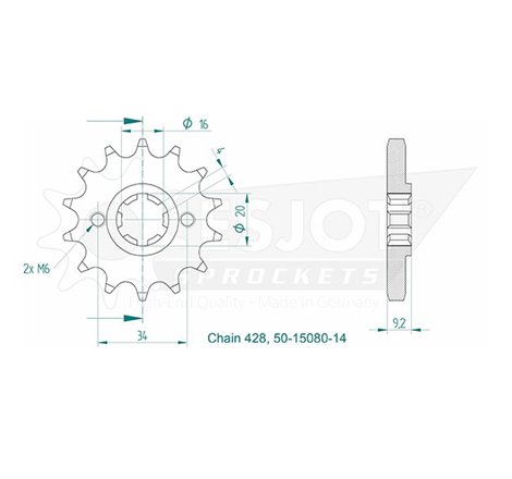 Esjot - Pignon - 428 - 14 dents
Made in Germany