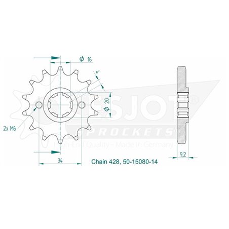 Esjot - Pignon - 428 - 14 dents
Made in Germany