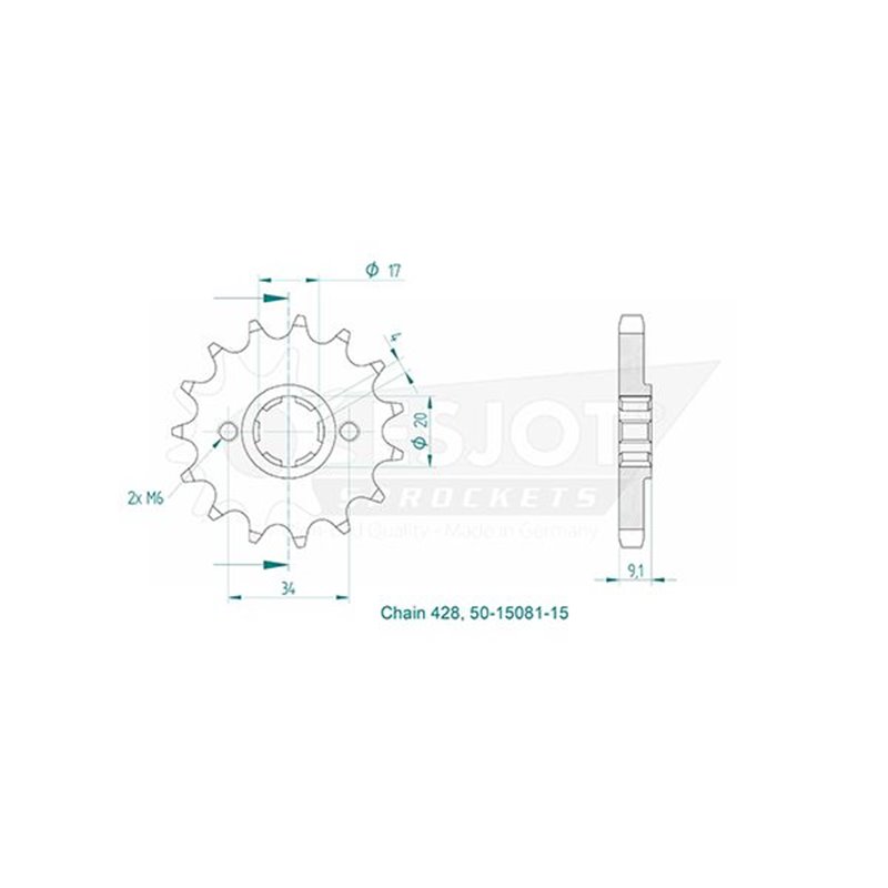 Esjot - Pignon - 428 - 15 dents
Made in Germany