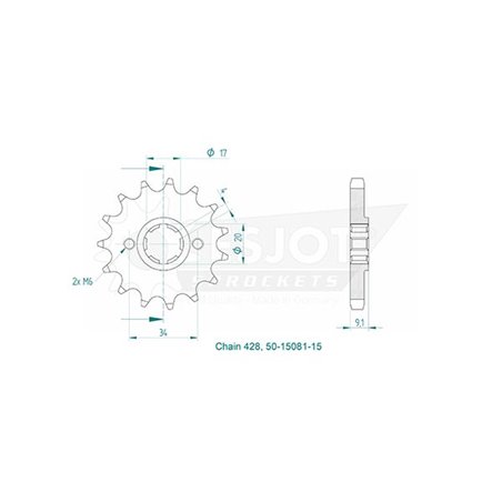 Esjot - Pignon - 428 - 15 dents
Made in Germany