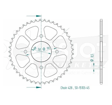 Couronne Esjot - 428 - 45 dents