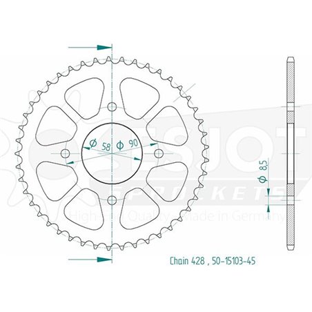 Couronne Esjot - 428 - 45 dents