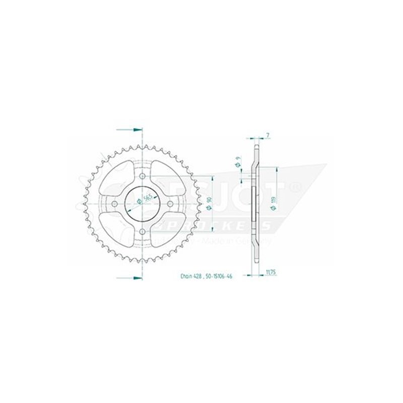 Esjot - Couronne - 428 - 46 dents