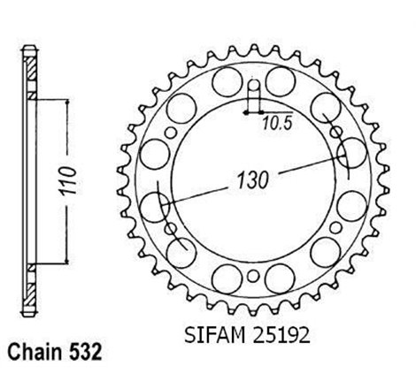 Couronne Acier Yamaha - 532 - 48 Dents - Similaire JTR1875 - Made in Germany