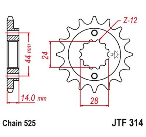 Pignon Honda - 525 - 16 Dents - Similaire JTF314 - Made in Germany