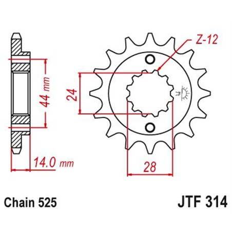 Pignon Honda - 525 - 16 Dents - Similaire JTF314 - Made in Germany