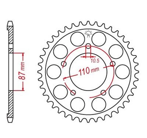 Couronne Acier Suzuki - 525 - 44 Dents - Similaire JTR807 - Made in Germany