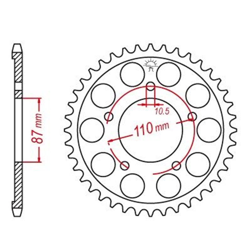 Couronne Acier Suzuki - 525 - 44 Dents - Similaire JTR807 - Made in Germany