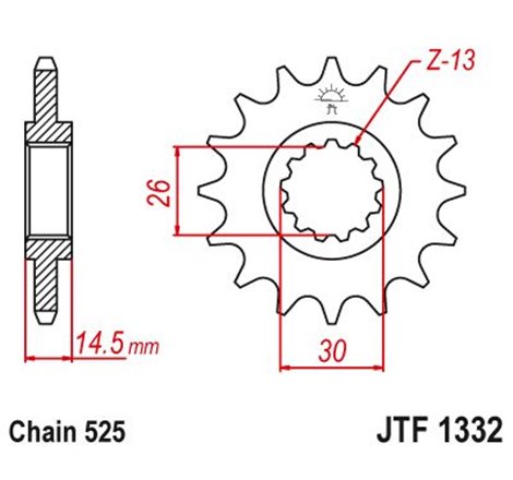 Pignon Honda - 525 - 15 Dents - Similaire JTF1332 - Made in Germany