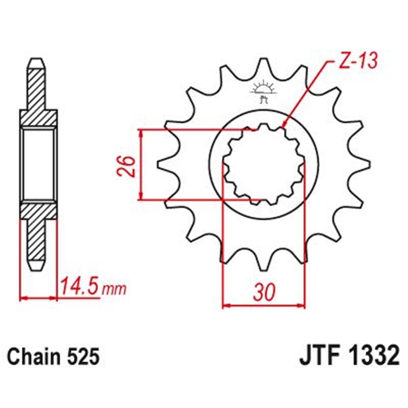 Pignon Honda - 525 - 15 Dents - Similaire JTF1332 - Made in Germany