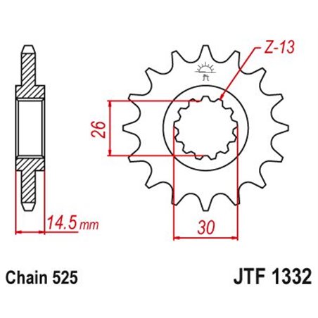 Pignon Honda - 525 - 15 Dents - Similaire JTF1332 - Made in Germany