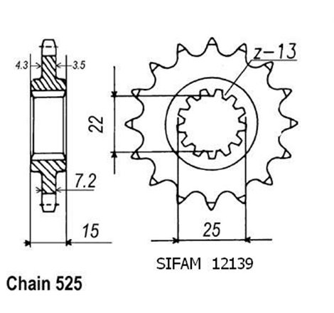 Pignon Kawasaki - 525 - 15 Dents - Similaire JTF1515 - Made in Germany