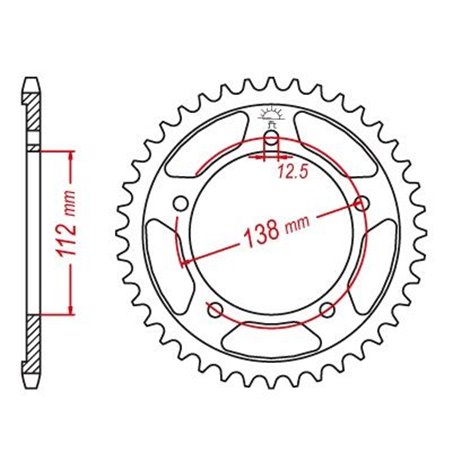 Couronne Acier Honda - 525 - 42 Dents - Similaire JTR1304 - Made in Germany