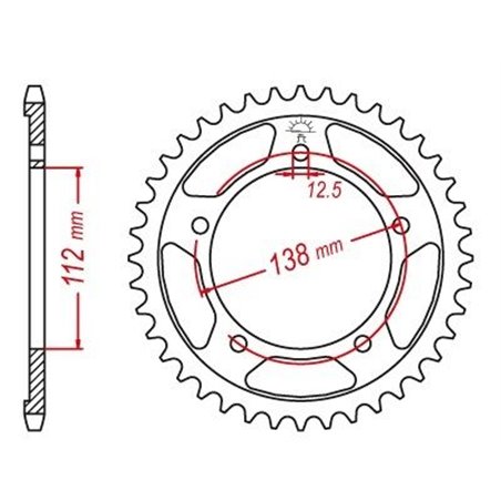 Couronne Acier Honda - 525 - 43 Dents - Similaire JTR1304 - Made in Germany