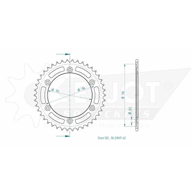 Couronne Acier Suzuki - 525 - 42 Dents - Made in Germany