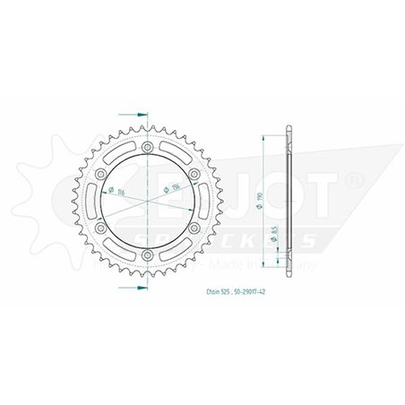 Couronne Acier Suzuki - 525 - 42 Dents - Made in Germany