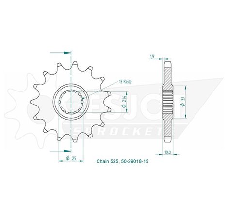 Pignon - 525 - 15 Dents - Made in Germany