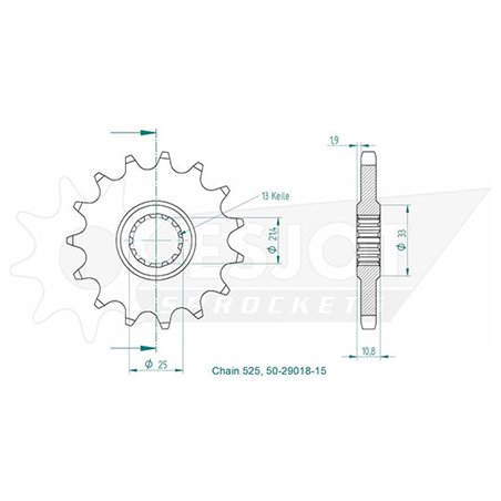 Pignon - 525 - 15 Dents - Made in Germany