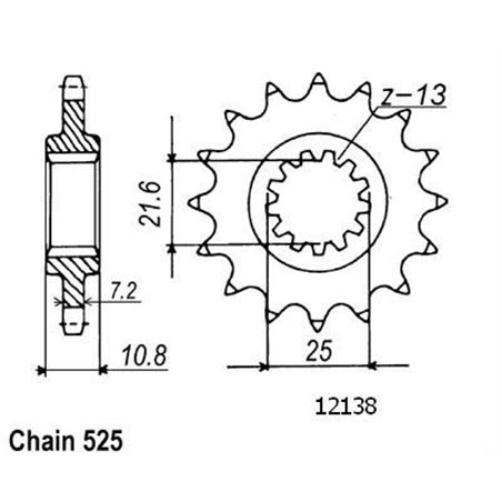 Pignon Yamaha - 525 - 16 Dents - Similaire JTF1586 - Made in Germany