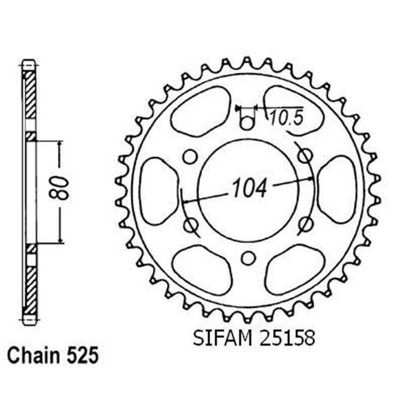 Couronne Acier Kawasaki - 525 - 41 Dents - Similaire JTR1489 - Made in Germany